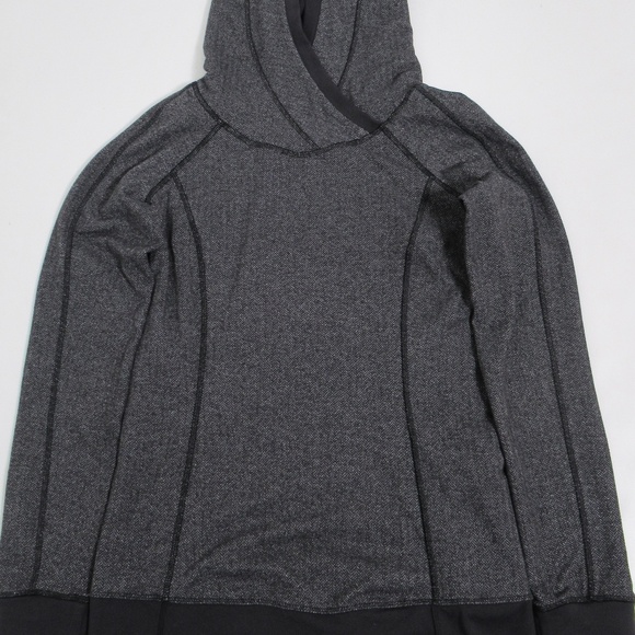 Lululemon Think Fast Hoodie Heathered Herringbone Heathered Black Black Size 6 - Picture 1 of 12